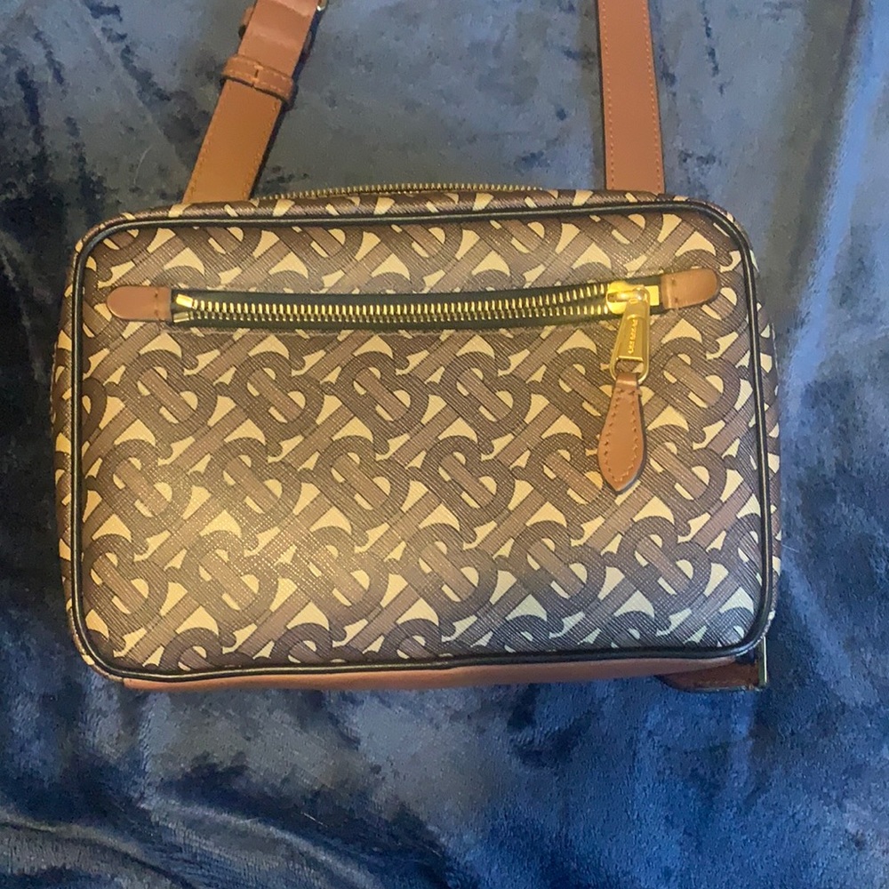Burberry Monogram Print E-canvas Crossbody Bag